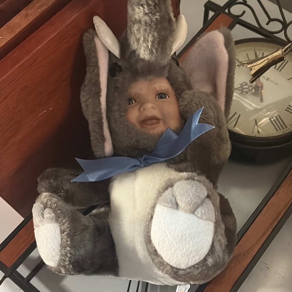 Charming Plush Elephant with Blue Bow